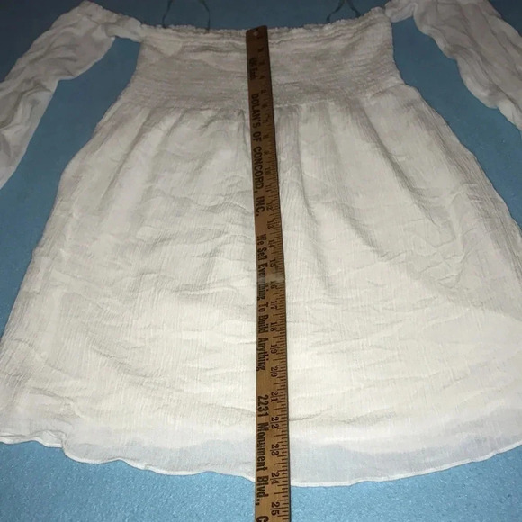 𝅺DO+BE smocked top gauzy off shoulder lined stretchy soft white boho NEW size M - Picture 6 of 8